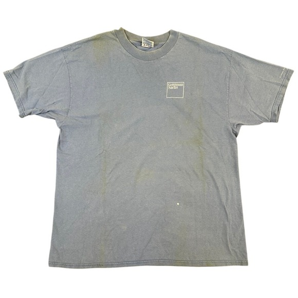 Vintage Goldman Sachs Asset Management Hanes Beefy-T Shirt Blue XL Made in USA